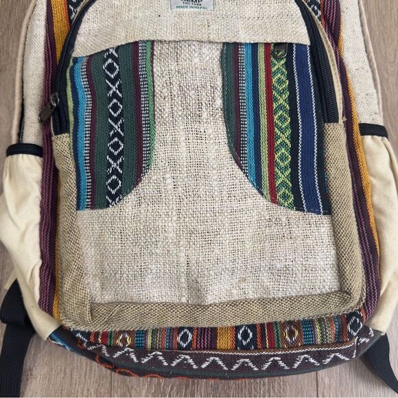 NEW Himalayan Hemp All Natural Pure Handmade Multi Pocket Laptop Boho Backpack - Picture 4 of 12